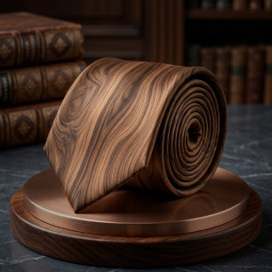 Classic Rich Walnut Wood Grain Texture Pattern Neck Tie