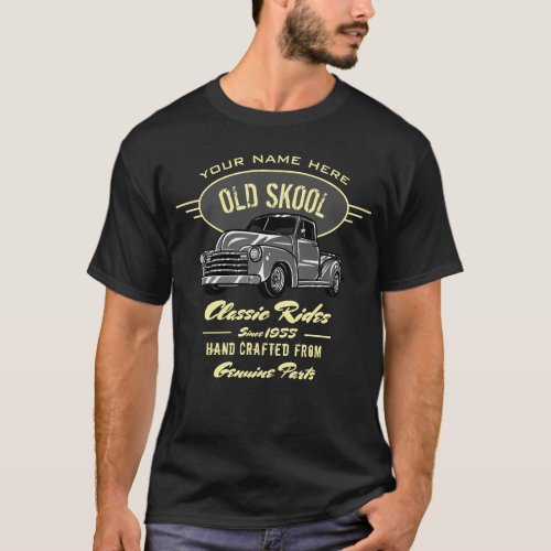 Classic Rides Old Skool Name Fifties Pick Up Grey T_Shirt