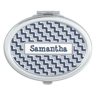Classic Ripple Chevron Compact Mirror - Blue