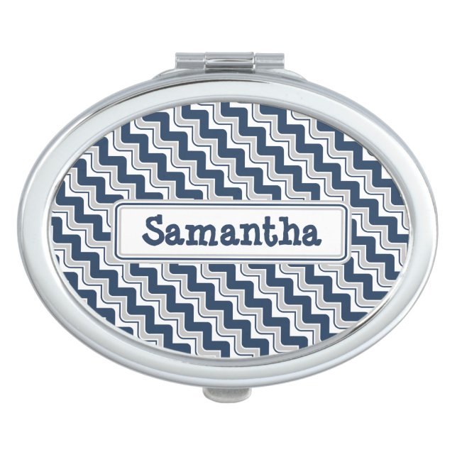 Classic Ripple Chevron Compact Mirror - Blue (Front)