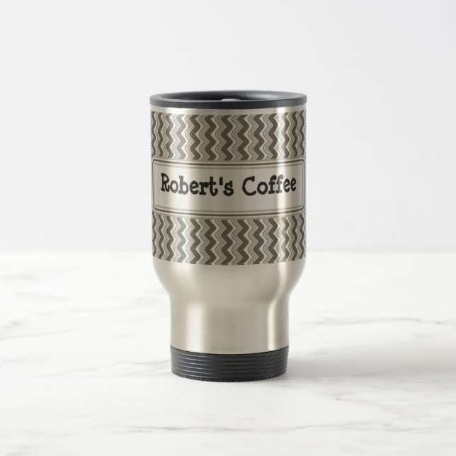 Classic Ripple Chevron Travel Mug - Grey (Center)