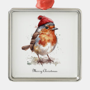 Classic Robin Christmas Tree Memory Metal Ornament