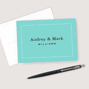 Classic Robin Egg Blue Monogram Wedding Letterpress Thank You Card