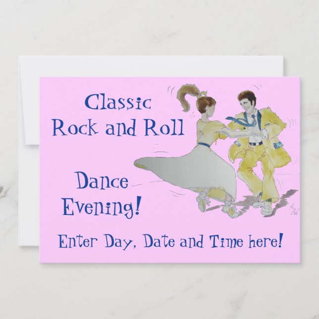 Classic Rock and Roll Dancing Invitation (Front)