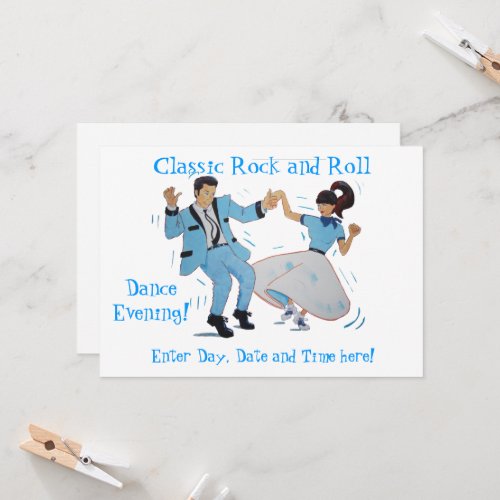 Classic Rock and Roll Jive Dancing Blue Suit Invit Invitation