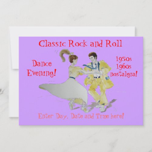 Classic Rock and Roll  Jive Dancing Invitation