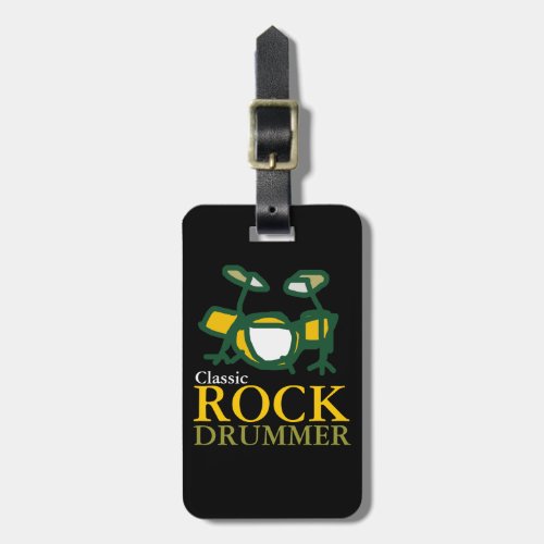 classic rock drummers luggage tag