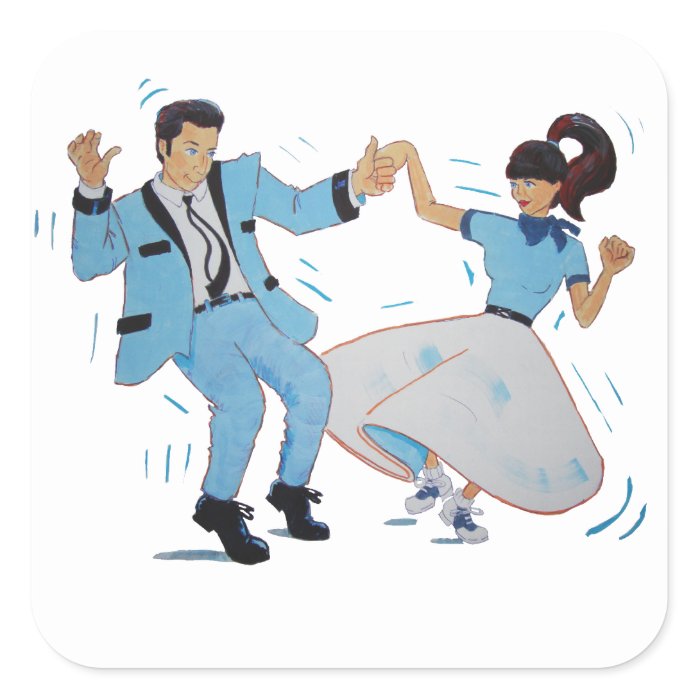 Classic Rock n Roll Jive dancers cartoon Stickers