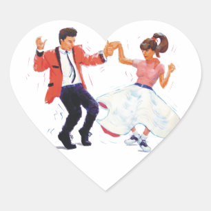 classic rock n roll jivers cartoon heart sticker