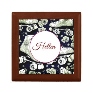 Classic Roller Skates Flowers ,black white Gift Box