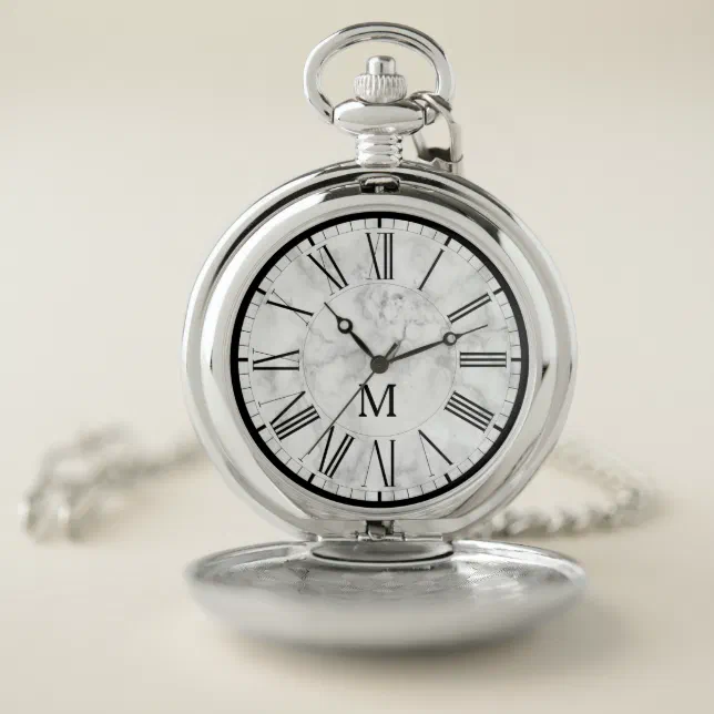 Classic Roman Numeral Custom Personalized Monogram Pocket Watch | Zazzle