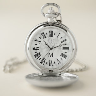 Classic Roman Numeral Custom Personalized Monogram Pocket Watch
