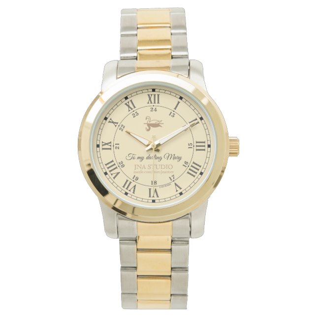 Classic Roman Numerals Gold Tone Watch (Front)