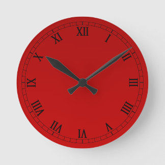 Classic Roman Numerals On Red Gradient Round Clock