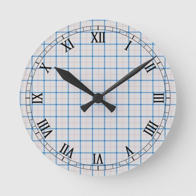 Classic Roman Numerals Tattersall Back Round Clock (Front)