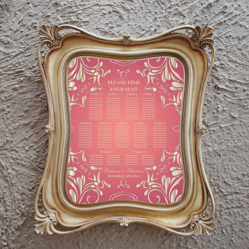 Classic Romantic Gold Pink Wedding Seating Chart