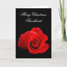 Classic Romantic red Rose Christmas Card