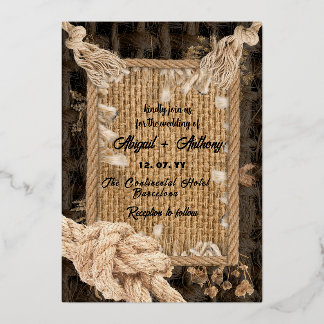 Classic Rope Wedding  Foil Invitation