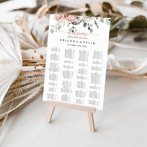 Classic Rose Floral Alphabetical Seating Chart