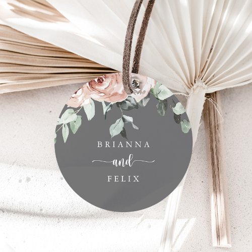 Classic Rose Floral Gray Wedding Envelope Seals