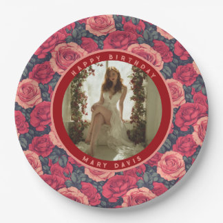 Classic Rose Floral Her Birthday Paper Plates