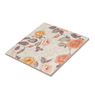 Classic Rose Floral Tiles For Artful Floors