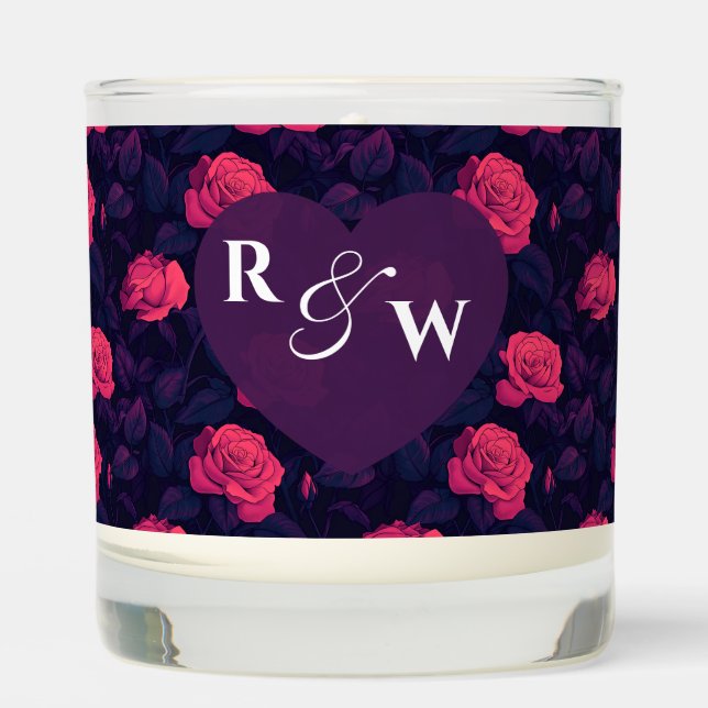 Classic Rose Flower Retro Wedding Candles (Front)