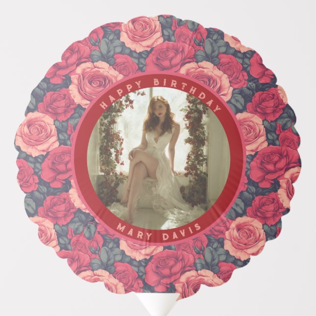 Classic Rose Flower Surprise Birthday Balloon (Front)