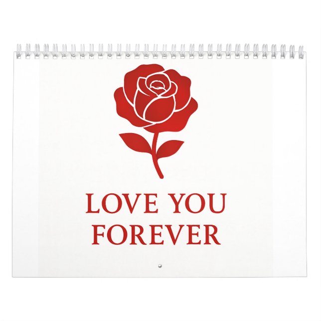 Classic Rose Forever Love Minimal Romantic Calendar (Cover)