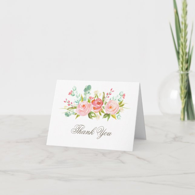 Classic Rose Garden Elegant Thank You Card (Front)