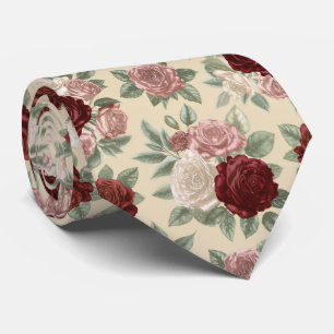 Classic Rose Garden Floral Pattern Neck Tie