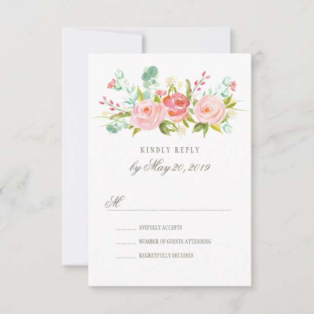 Classic Rose Garden Wedding RSVP Card (Front)