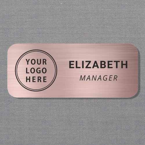 Classic Rose Gold Business Logo Name Tag