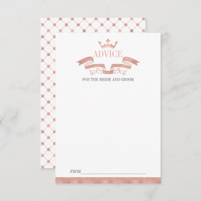 Classic Rose Gold Crest Wedding Advice Card (Front/Back)