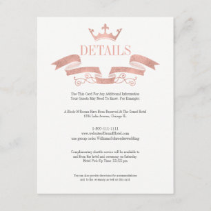 Classic Rose Gold Crest Wedding Details Card