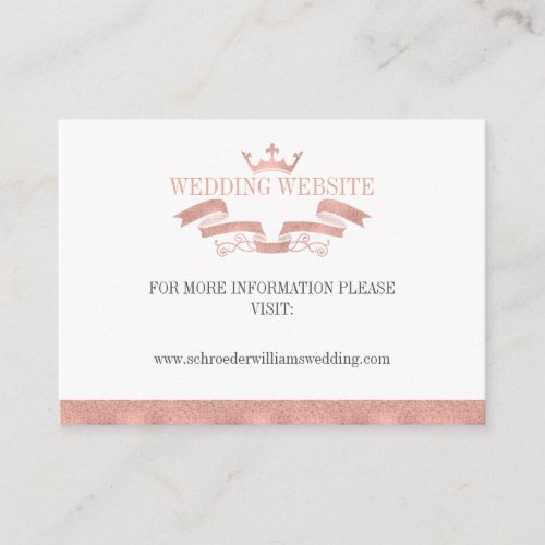 Classic Rose Gold Crest Wedding Website Card