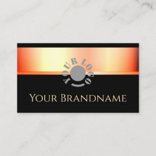 Classic Rose Gold Effect with Logo Simple Black Business Card