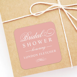 Classic Rose Gold Monogram Bridal Shower Square Sticker