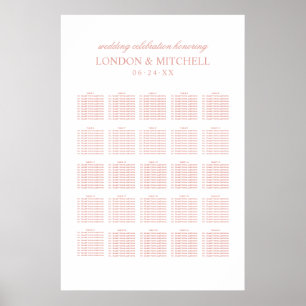 Classic Rose Gold Monogram Wedding Seating Poster