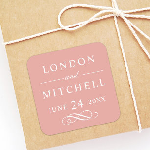 Classic Rose Gold Monogram Wedding Square Sticker
