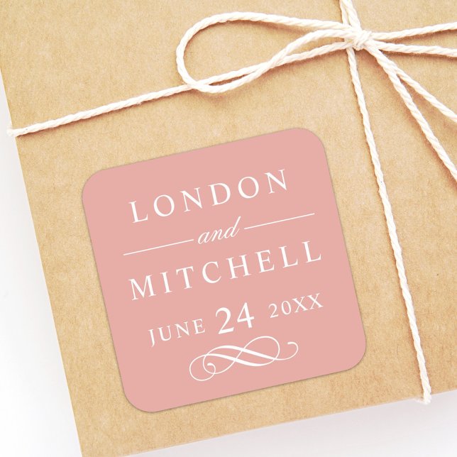 Classic Rose Gold Monogram Wedding Square Sticker (Creator Uploaded)