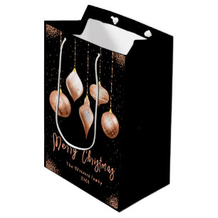 Classic Rose Gold Ornament Christmas Medium Gift Bag