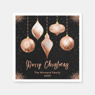Classic Rose Gold Ornament Christmas Napkins