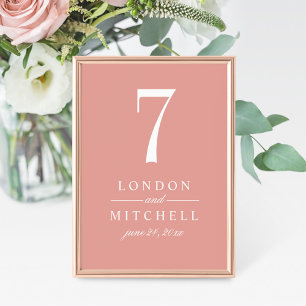 Classic Rose Gold Wedding Table Number Card