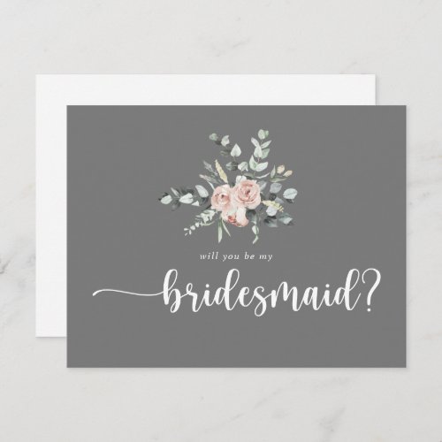 Classic Rose Gray Bridesmaid Proposal Note Card