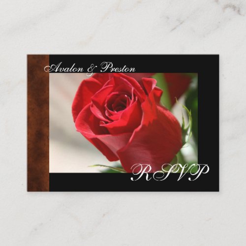 Classic Rose &amp; Leather Look RSVP Card Business Card Templates