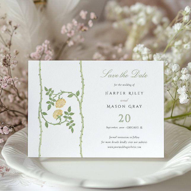 Classic Rose Vine 'Save the Date' Card (Creator Uploaded)