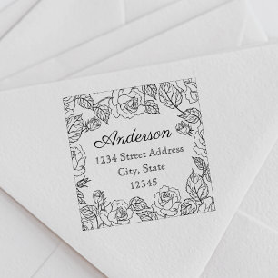 Classic Roses Family Name Return Address Self-inking Stamp