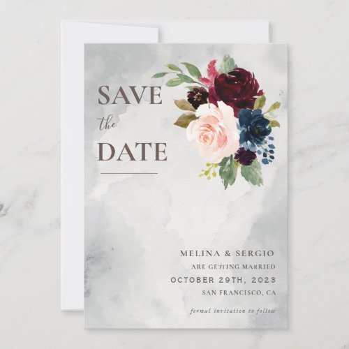 Classic Roses Peony Flowers Save the Date Card