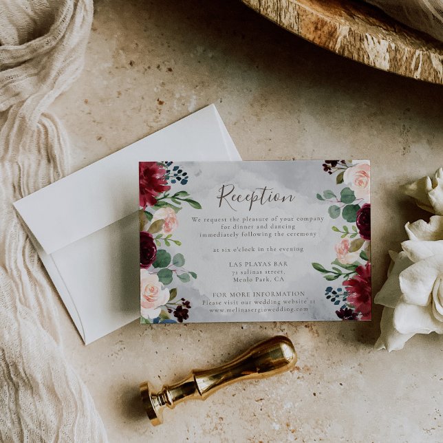 Classic Roses Peony Flowers Wedding Reception  Enclosure Card (Creator Uploaded)